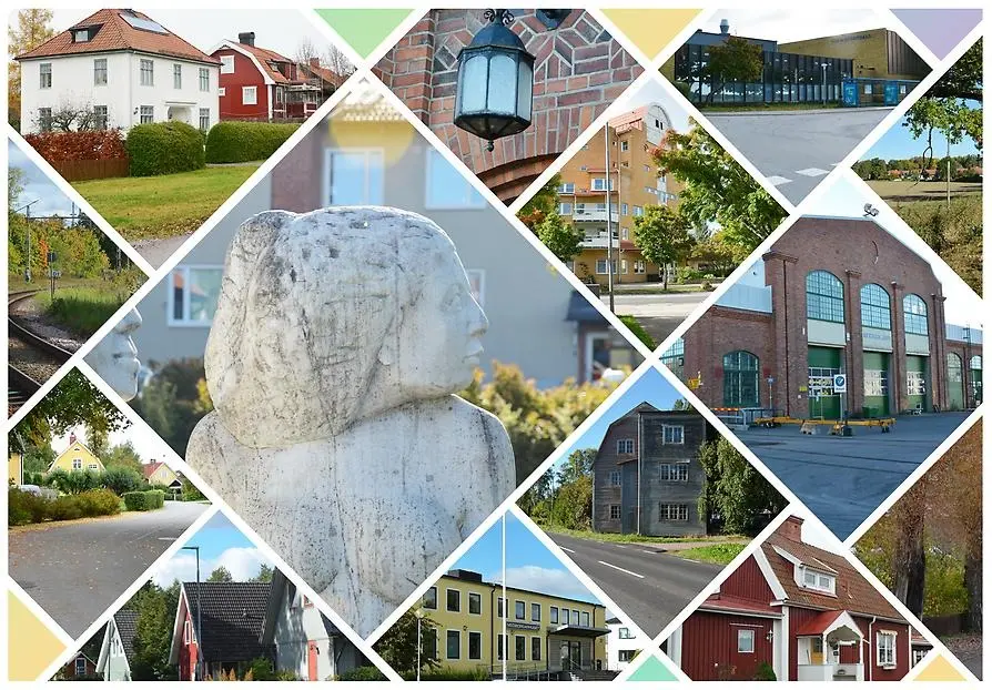 Collage av bilder från olika kulturhistoriskt intressanta byggnader i Tillberga.