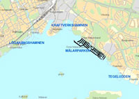 Kartbild från och länk till kartan med Västerås fritidsbåtshamnar
