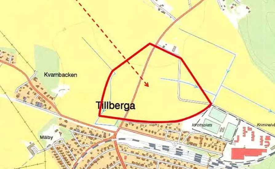 Karta över planområdet i Tillberga