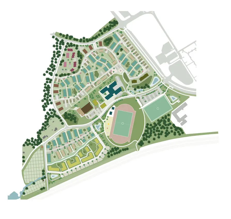 Illustrationskarta över planområdet för Södra Källtorp. Illustration: Archus Arkitektur