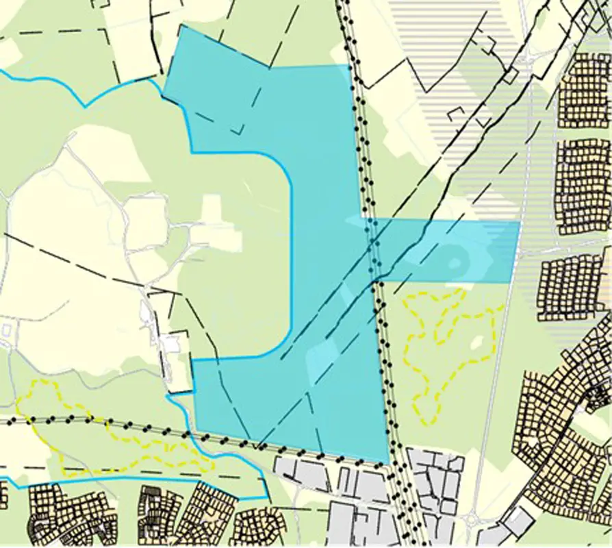 Karta med planområdet markerat i blått