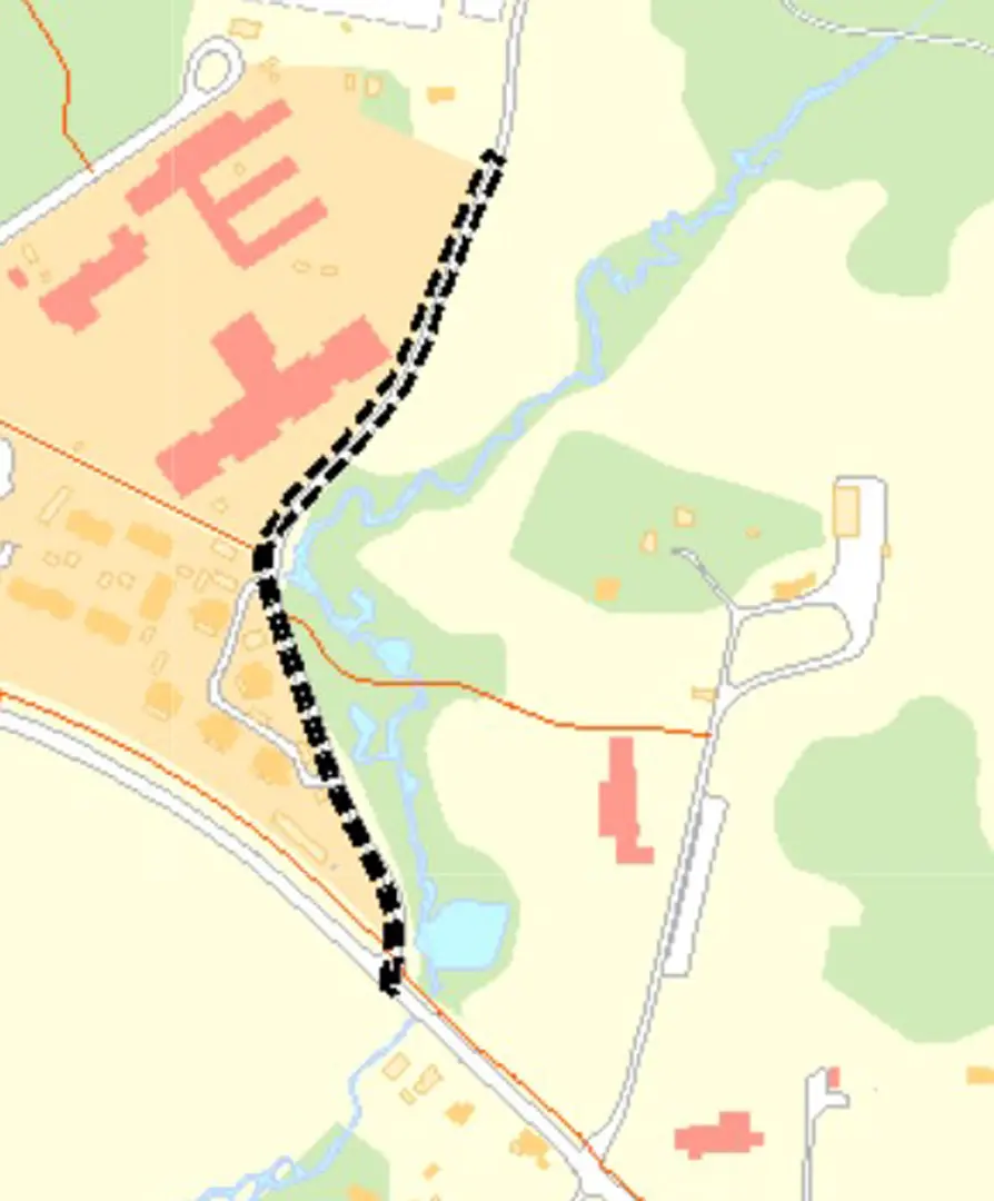 Karta över förslaget till dragning av Grävlingevägen i Irsta