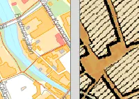 Svepkarta med två olika kartor över samma område i samma bild