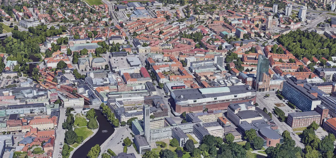 Flygbild över centrala Västerås