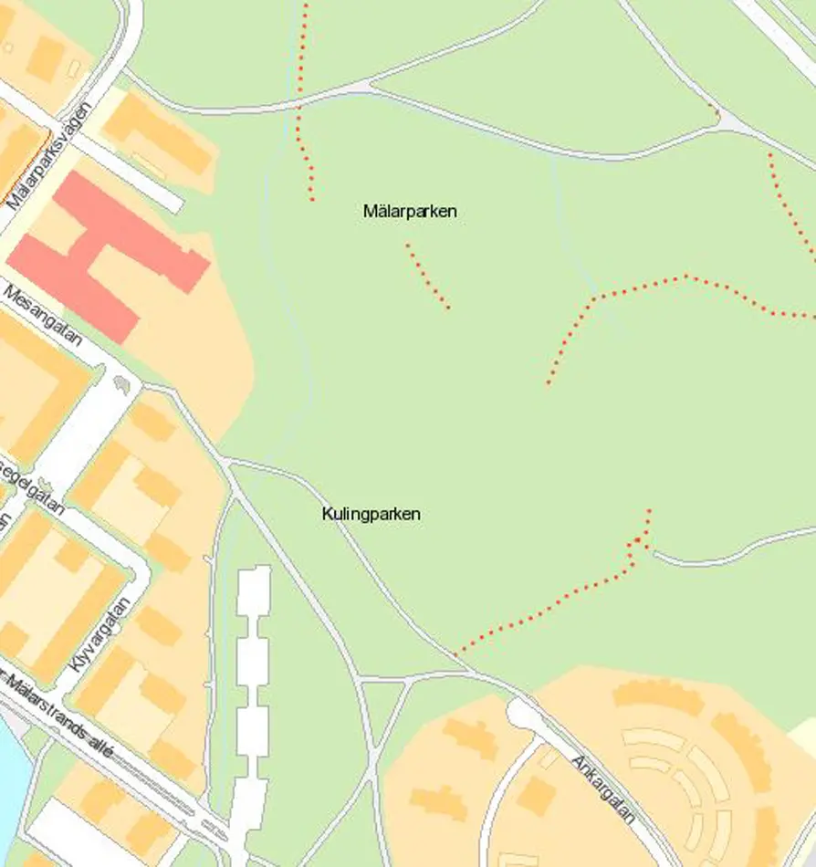 Kartbild över Kulingparken på Öster Mälarstrand