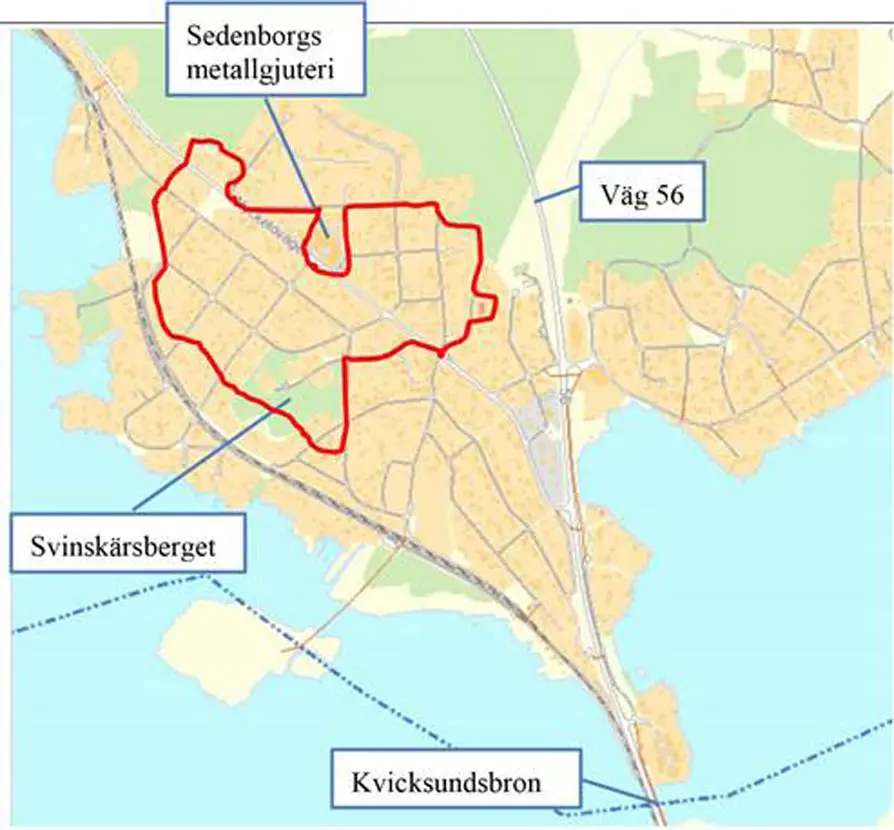 Karta över planområdet på Kvicksund
