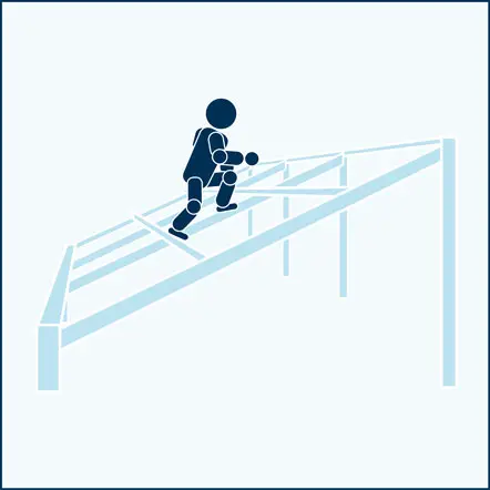 Illustration av balansgång på höjd. 