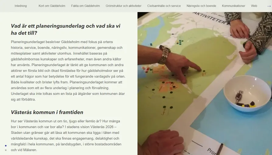Bild från kartberättelsen för planeringsunderlag för Gäddeholm