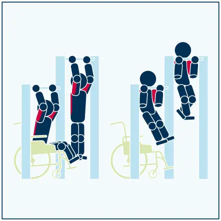 Träningstips för personer i rullstol på chinsredskapet. 
