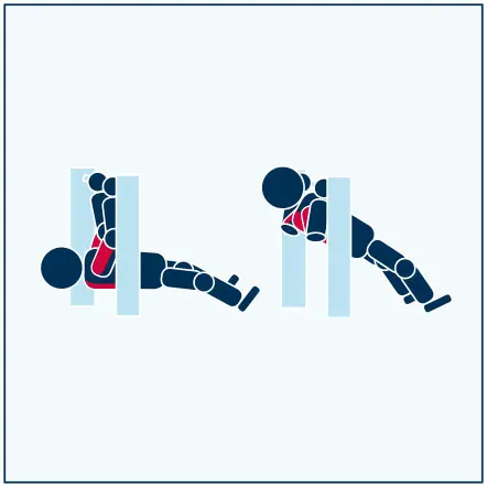 Illustration av övning med låga chins från marken.
