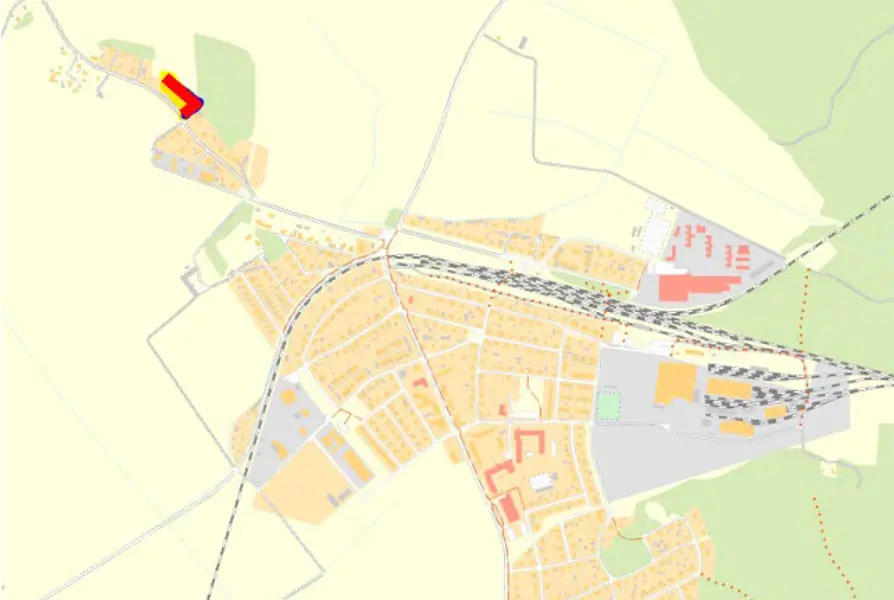 Kartbild med översikt över Tillberga och Telegrafvägens placering uppe i nordväst
