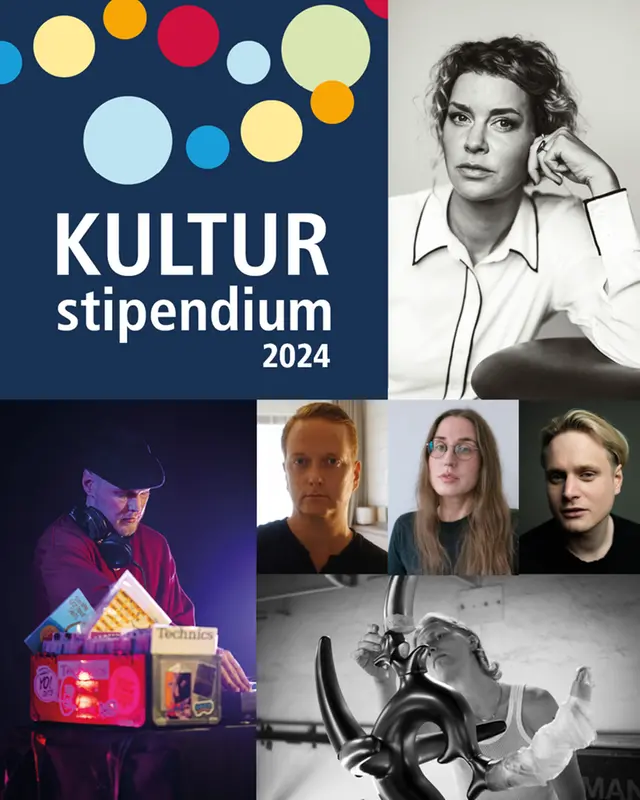 Collage med bilder på de som får Västerås stads kulturstipendium 2024.