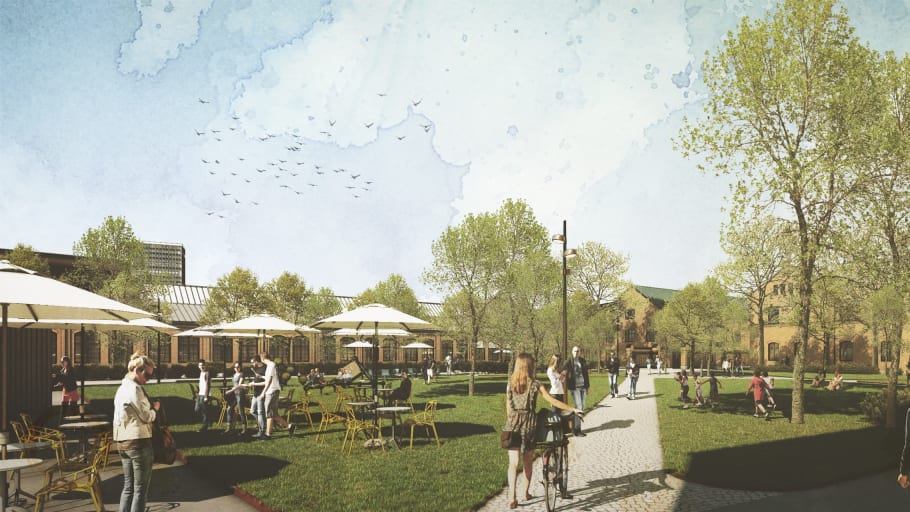 Kulturparken - en ny park som föreslås utanför Culturen. Illustration: Archus och Sweco Architects