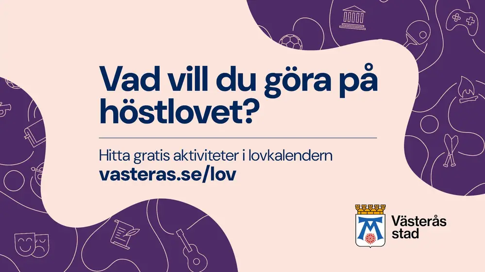 En bild med ikoner på olika höstlovsaktiviteter